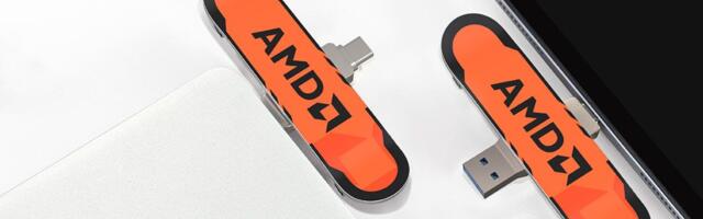 This AMD-branded finger skateboard flash drive slides into your USB port — 128GB pen drive delivers 400 MB/s speeds via USB Type-A and Type-C connectors
