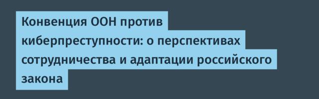 Конвенция ООН против киберпреступности: о перспективах сотрудничества и адаптации российского закона