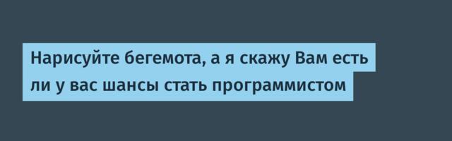 Нарисуйте бегемота, а я скажу Вам есть ли у вас шансы стать программистом