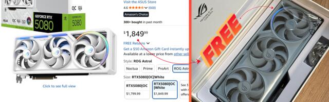 Customer buys ROG Astral RTX 5080, cancels order but receives GPU and $1,850 refund anyway — Amazon tells him to keep GPU and the $1,850 refund