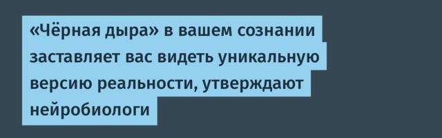 [Перевод] «Чёрная дыра» в вашем сознании заставляет вас видеть уникальную версию реальности, утверждают нейробиологи
