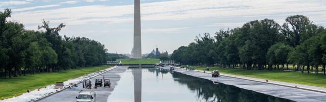 The Reflecting Pool is now 'American flag blue.' See how Trump has changed Washington, DC, during his second term.