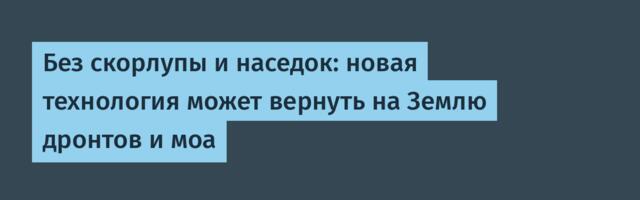 Без скорлупы и наседок: новая технология может вернуть на Землю дронтов и моа