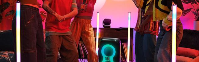 JBL’s new party lights wirelessly sync to its glowing speakers