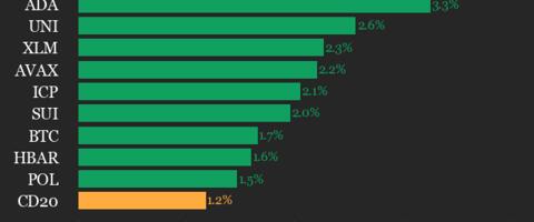 CoinDesk 20 Performance Update: NEAR Protocol Rises 3.8% as Index Trades Higher