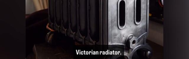 110-pound cast-iron Victorian radiator upcycled into a gaming PC — massive radiator used for cooling the bottom-mounted PC components