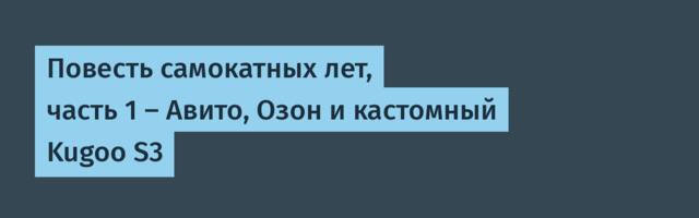 Повесть самокатных лет, часть 1 — Авито, Озон и кастомный Kugoo S3