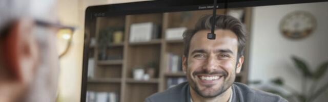 Finally, this webcam solves my biggest problem with video meetings - how to make eye contact when looking at a screen on a desk