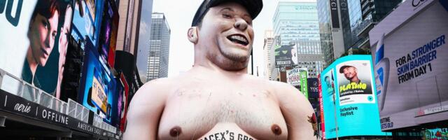 Massive Effigy of Elon Musk Raised Over Times Square to Protest Grok
