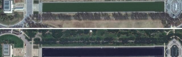 Before-and-after satellite photos show Trump's changes to the Lincoln Memorial Reflecting Pool in Washington, DC
