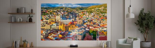 You can now buy a mind-blowingly small UST triple-laser projector in the US – huge, colorful images from a tiny box that sits right next to the wall