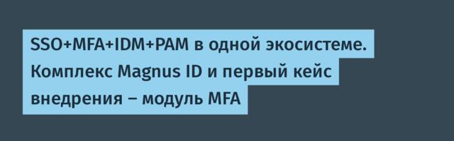 SSO+MFA+IDM+PAM в одной экосистеме. Комплекс Magnus ID и первый кейс внедрения — модуль MFA