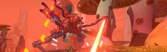 Devolver's Mycopunk is a chaotic co-op romp with silly robots, outlandish upgrades, and dismemberment