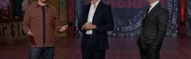 Seth Meyers crashes Jimmy Kimmels monologue for a glorious cameo