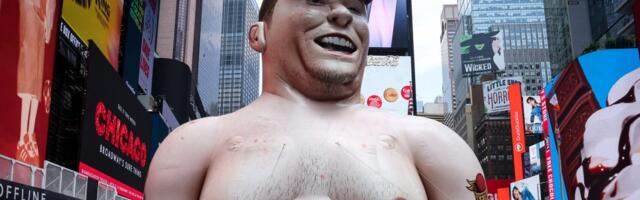 Giant inflatable Elon Musk appears in Times Square one day before SpaceX IPO, with a scathing message for its CEO