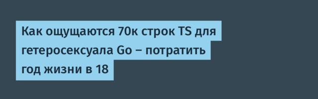 Как ощущаются 70к строк TS для гетеросексуала Go — потратить год жизни в 18