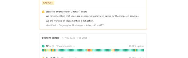 ChatGPT is down for many users this afternoon