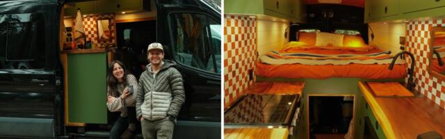 A couple bought a van for $45,000 and renovated it in a month. Take a look inside their tiny home on wheels, complete with a garage.