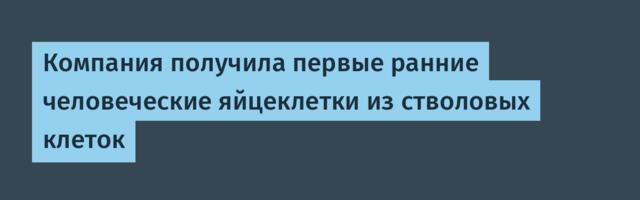 [Перевод] Компания получила первые ранние человеческие яйцеклетки из стволовых клеток
