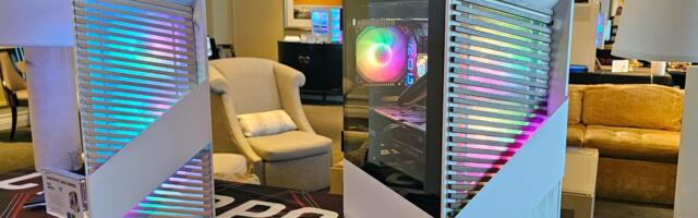 CyberPowerPC combines aggressive styling, RGB, and wood accents with Amethyst 360S desktop