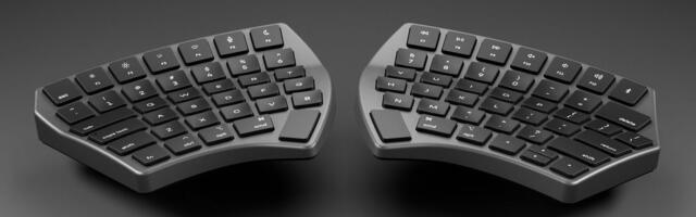 The Nuio Flow split ergonomic keyboard uses magnets to help you find your ideal layout