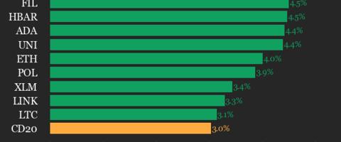 CoinDesk 20 Performance Update: Index Gains 3% as All Assets Trade Higher
