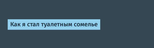 Как я стал туалетным сомелье