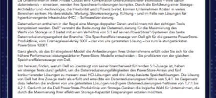 Senken Sie die Speicherkosten und steigern Sie die Effizienz mit den überlegenen Datenreduktionsfunktionen von Dell PowerStore.