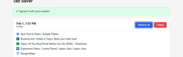Как мне надоело восстанавливать десятки вкладок и я сделал Tab Saver: бэкап табов в Google-аккаунт без регистраций и смс
