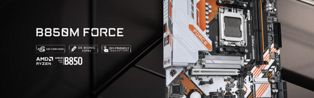 Gigabyte revives striking orange Force motherboard series — B850 for AM5 offers DDR5 up to 9,600MT/s, Wi-Fi 6E, and a throwback PS/2 port
