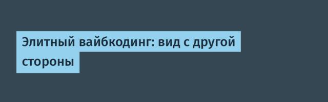 Элитный вайбкодинг: вид с другой стороны