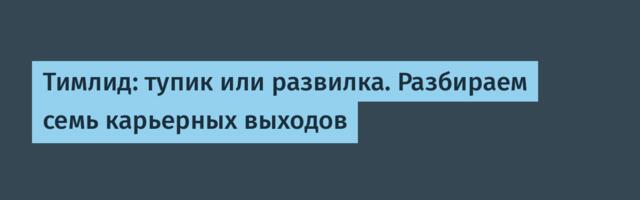 Тимлид: тупик или развилка. Разбираем семь карьерных выходов