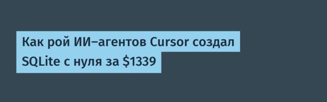 Как рой ИИ-агентов Cursor создал SQLite с нуля за $1339
