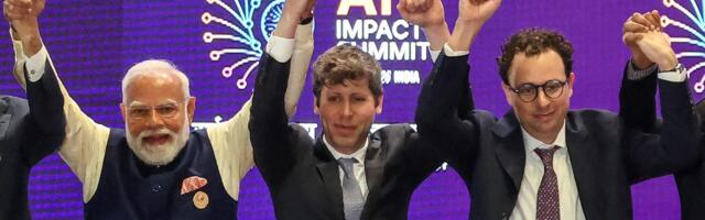 AI's top leaders got corralled into holding hands. It made for a photo op for the ages.