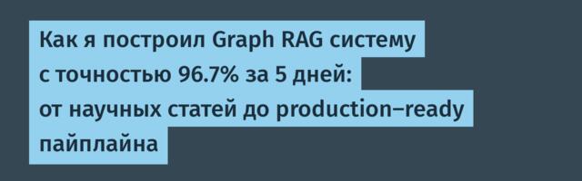 Как я построил Graph RAG систему с точностью 96.7% за 5 дней: от научных статей до production-ready пайплайна