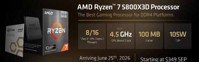 AMD brings back Ryzen 7 5800X3D, launches Ryzen 7 7700X3D to combat rising component prices — eight-core X3D CPUs arrive under $350 for AM4 or AM5, DDR4 or DDR5