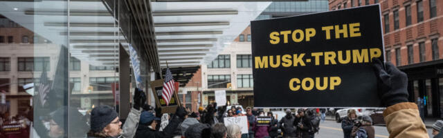 Protesters demonstrate outside Tesla showrooms in US