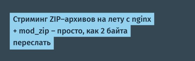 Стриминг ZIP‑архивов на лету с nginx + mod_zip — просто, как 2 байта переслать