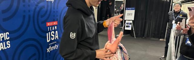 A pink backpack and an odd phone case are US Speedskating’s fantasy football punishments