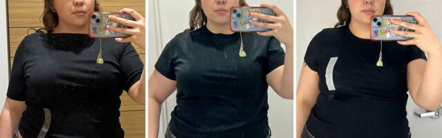 I tried on T-shirts at Gap, Banana Republic, and Old Navy. My favorite option was flattering and affordable.
