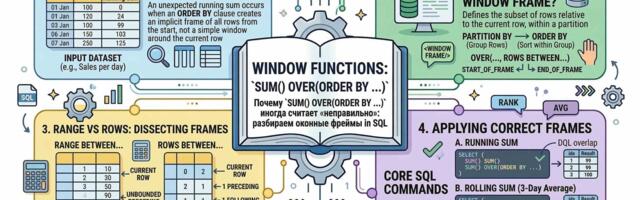 Почему `SUM() OVER (ORDER BY ...)` иногда считает «неправильно»: разбираем оконные фреймы в SQL