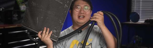 Someone cooled AMD's $11,699 Threadripper Pro 9995WX with a BMW M4 radiator and some fans from a Toyota Highlander — 1,200 liters per minute pump still can't match liquid nitrogen, though