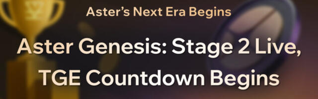Aster’s Next Era Begins: Airdrop Points Stage 2 Live, TGE Countdown Begins