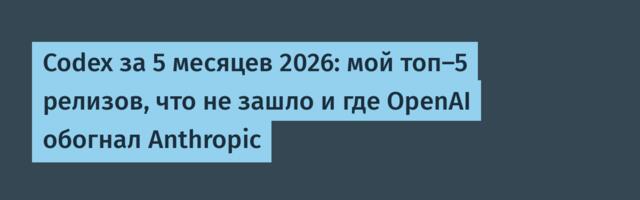 Codex за 5 месяцев 2026: мой топ-5 релизов, что не зашло и где OpenAI обогнал Anthropic
