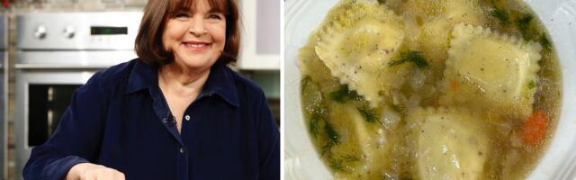 I made Ina Garten's ravioli en brodo soup, an Italian twist on chicken noodle. It's one of my favorite Barefoot Contessa recipes.
