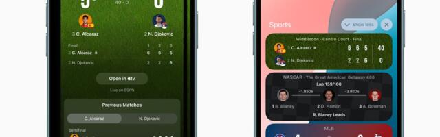 The Apple Sports app now offers tennis scores, just in time for Wimbledon