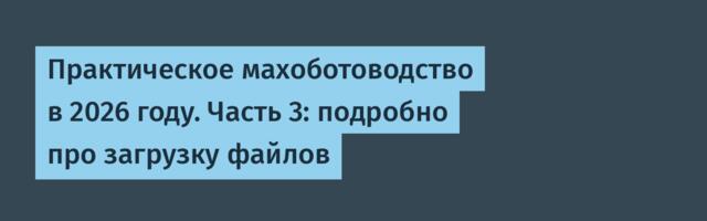 Практическое махоботоводство в 2026 году. Часть 3: подробно про загрузку файлов