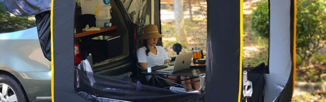 This pop-up cabin is a huge step up over that cramped, little tent.