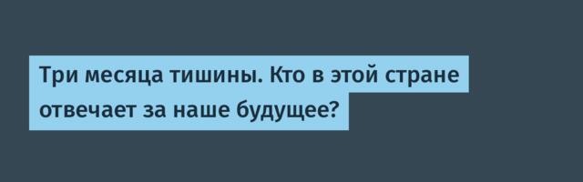 Три месяца тишины. Кто в этой стране отвечает за наше будущее?