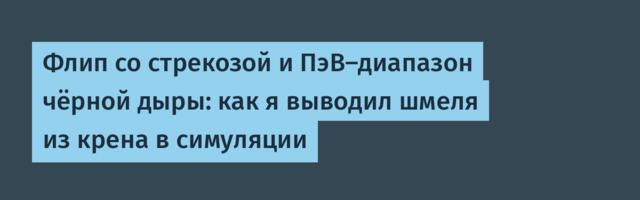 Флип со стрекозой и ПэВ-диапазон чёрной дыры: как я выводил шмеля из крена в симуляции